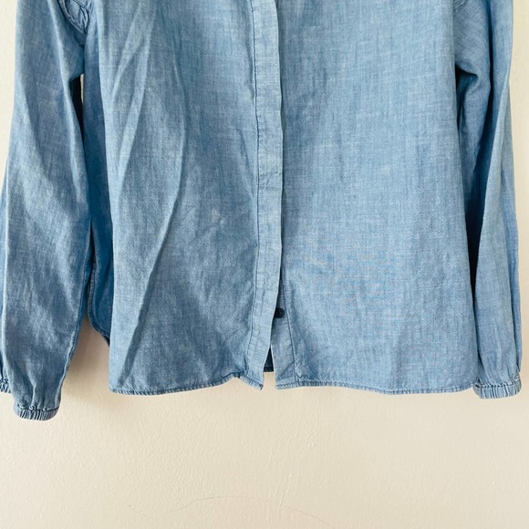 Madewell Size S Light Blue Denim Ruffle Shirt - Picture 5 of 11